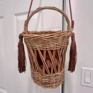 MANGO Wicker Bucket Bag